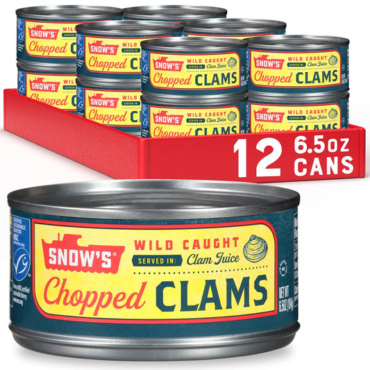 Snow's-Wild-Caught-Chopped-Clams-Canned,-6.5-oz-Can-(Pack-of-12)---818