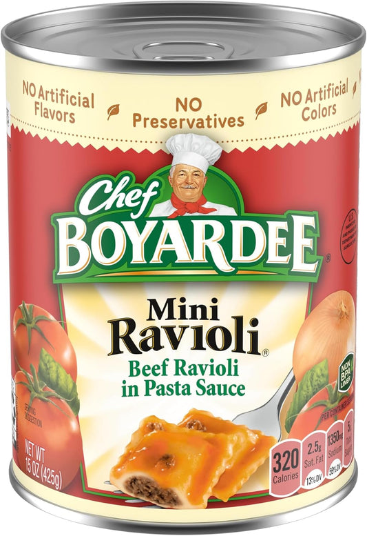 Chef-Boyardee-Mini-Beef-Ravioli,-Microwave-Pasta,-Canned-Food,-15-oz.-(Pack-of-490