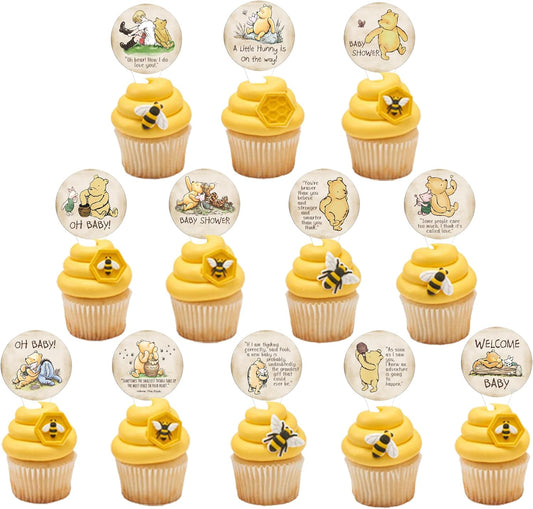 48Pcs-Bear-Themed-Cupcake-Toppers,Classic-Winnie-Stuff-3733