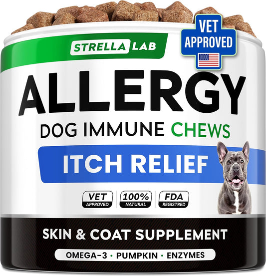 STRELLALAB-Dog-Allergy-Relief-&-Anti-Itch-Support-Chews-w/Omega-0.125-Ingredients,-169