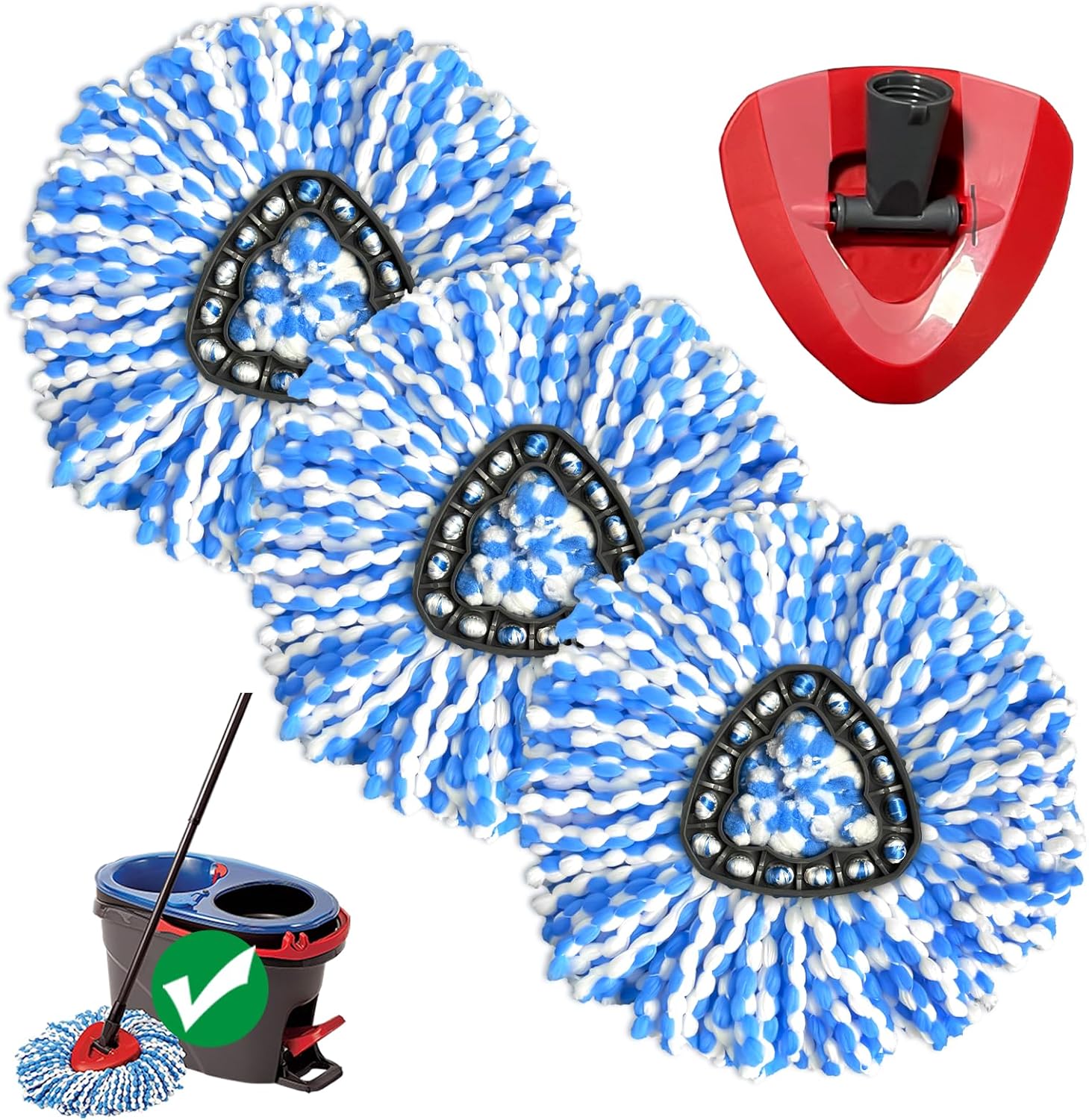 Spin-Mop-Replacement-Head-for-O-Ceda-RinseClean-2-Tank-System,-Microfiber-Mop-Refills-for-Home-Cleaning,-398