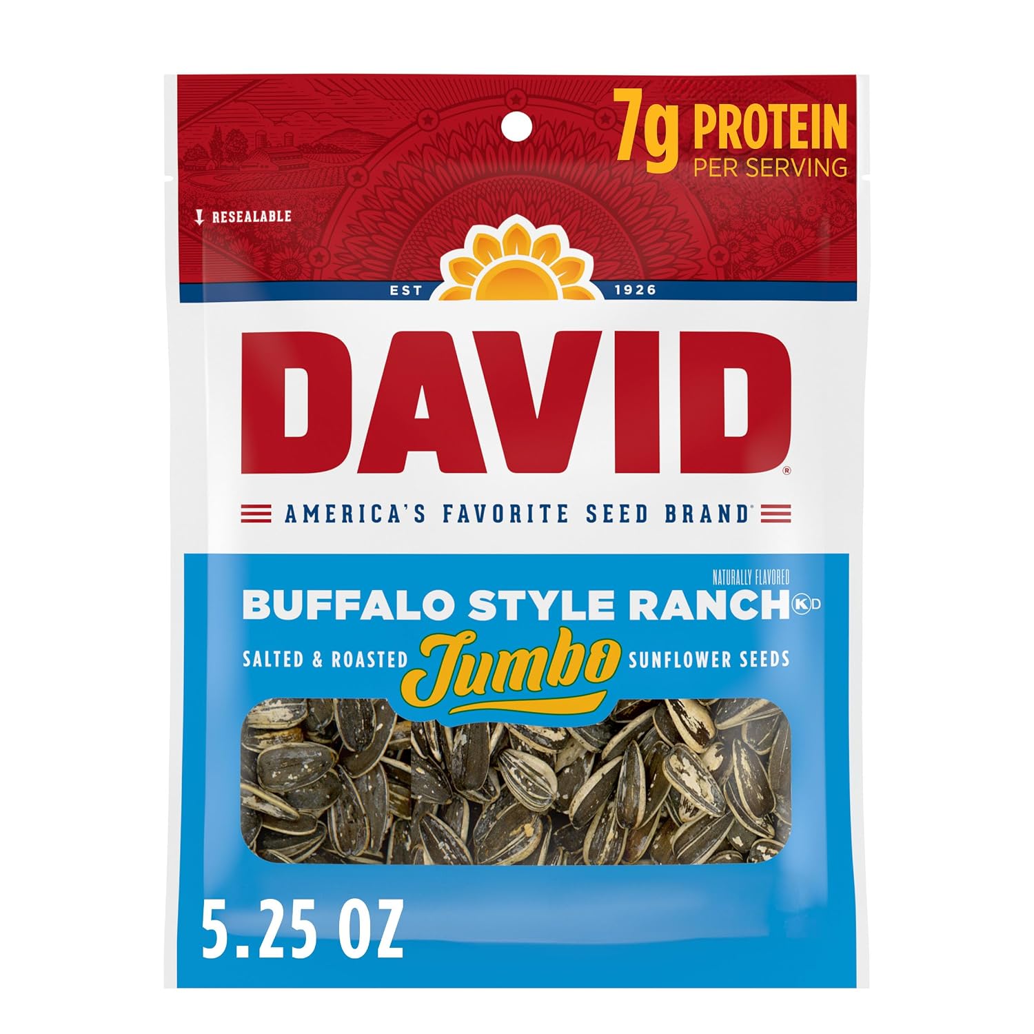 DAVID-Jumbo-Sunflower-Seeds,-Buffalo-Style-Ranch-Flavor,-5.25-oz.-------1650