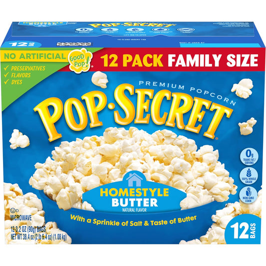 Pop-Secret-Microwave-Popcorn,-Homestyle-Butter-Flavor,-3.2-Oz-Sharing-Bags,--12-Ct---1432