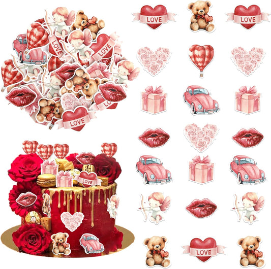 56-PCS-Edible-Valentine's-Day-Cupcake-Toppers-Sweet-Love-Heart-Bear-Be-Valentines-Decorations-173