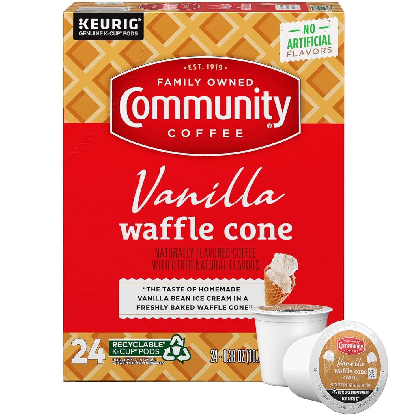 Community-Coffee-Vanilla-Waffle-Cone-Ice-Cream-Flavored,-24-Count-Coffee-Pods,-Compatible-1848