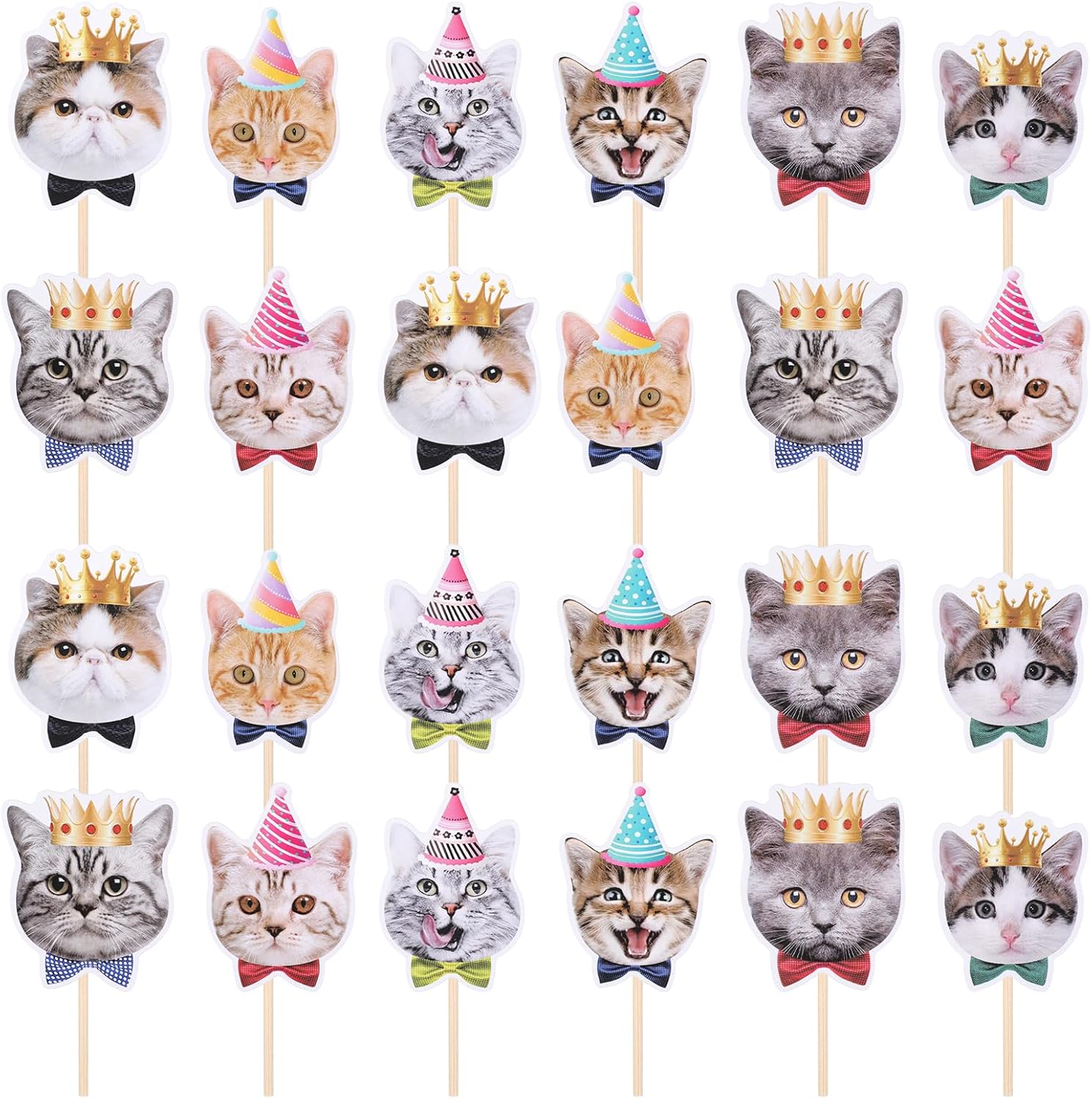 JJUNW-24Pcs-Cat-Cupcake-Toppers,-Perfect-Single-Cat-Face-Cupcake-Toppers-for-Pet-Birthday-357