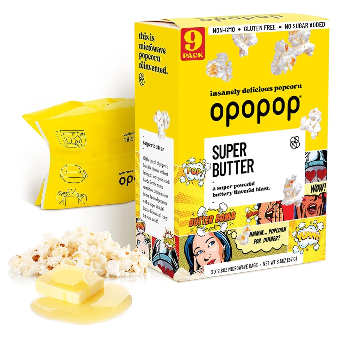 Opopop-Microwave-Popcorn---Super-Butter-2.8oz,-9-Count,-Non-GMO-|-Buttery--Flavored-Popcorn-Snack-Gluten-free,-746