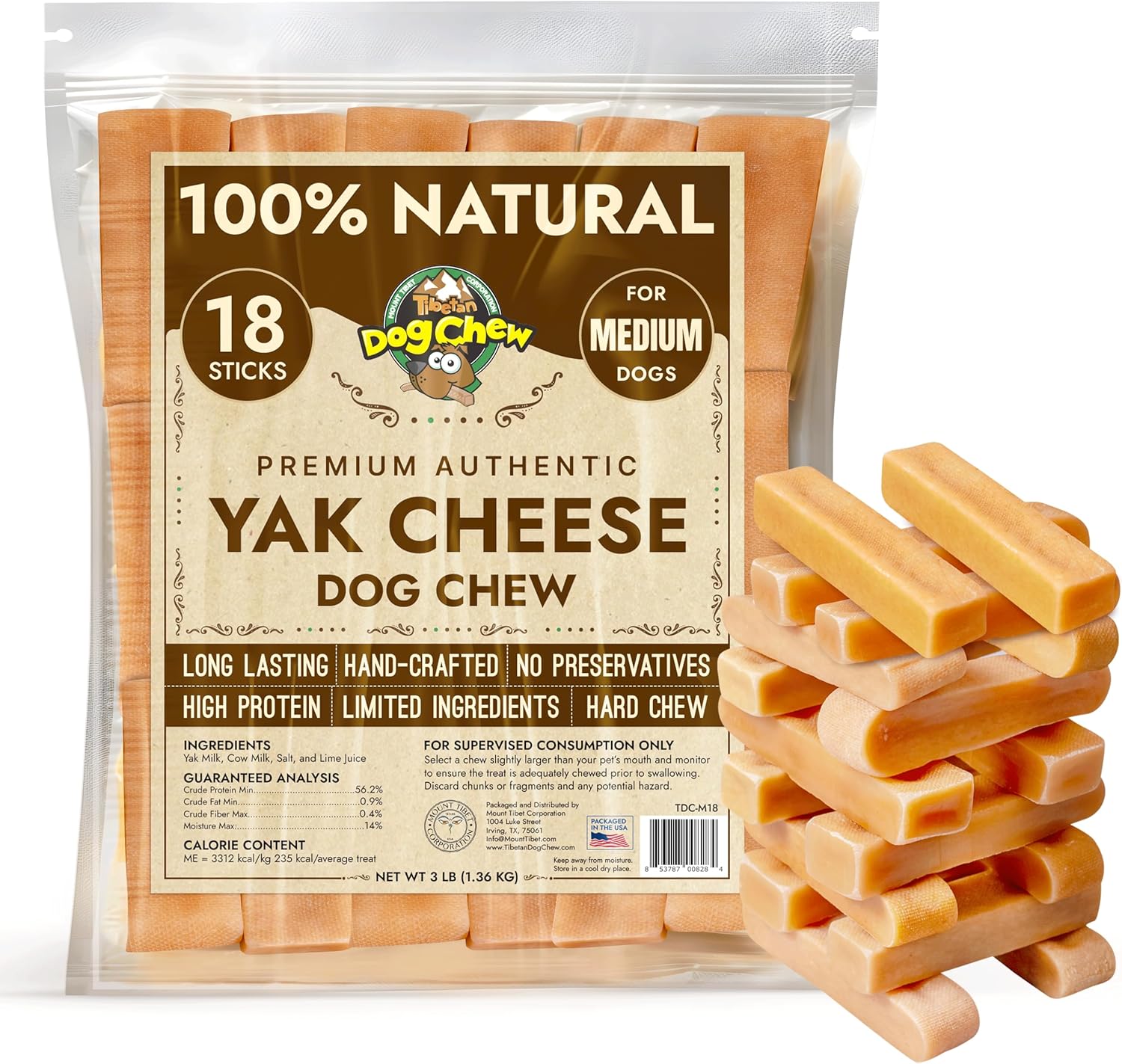 Tibetan-Dog-Chew-Yak-Cheese-Sticks-(18-Medium-Chews)---Natural-Handmade-Treats-530