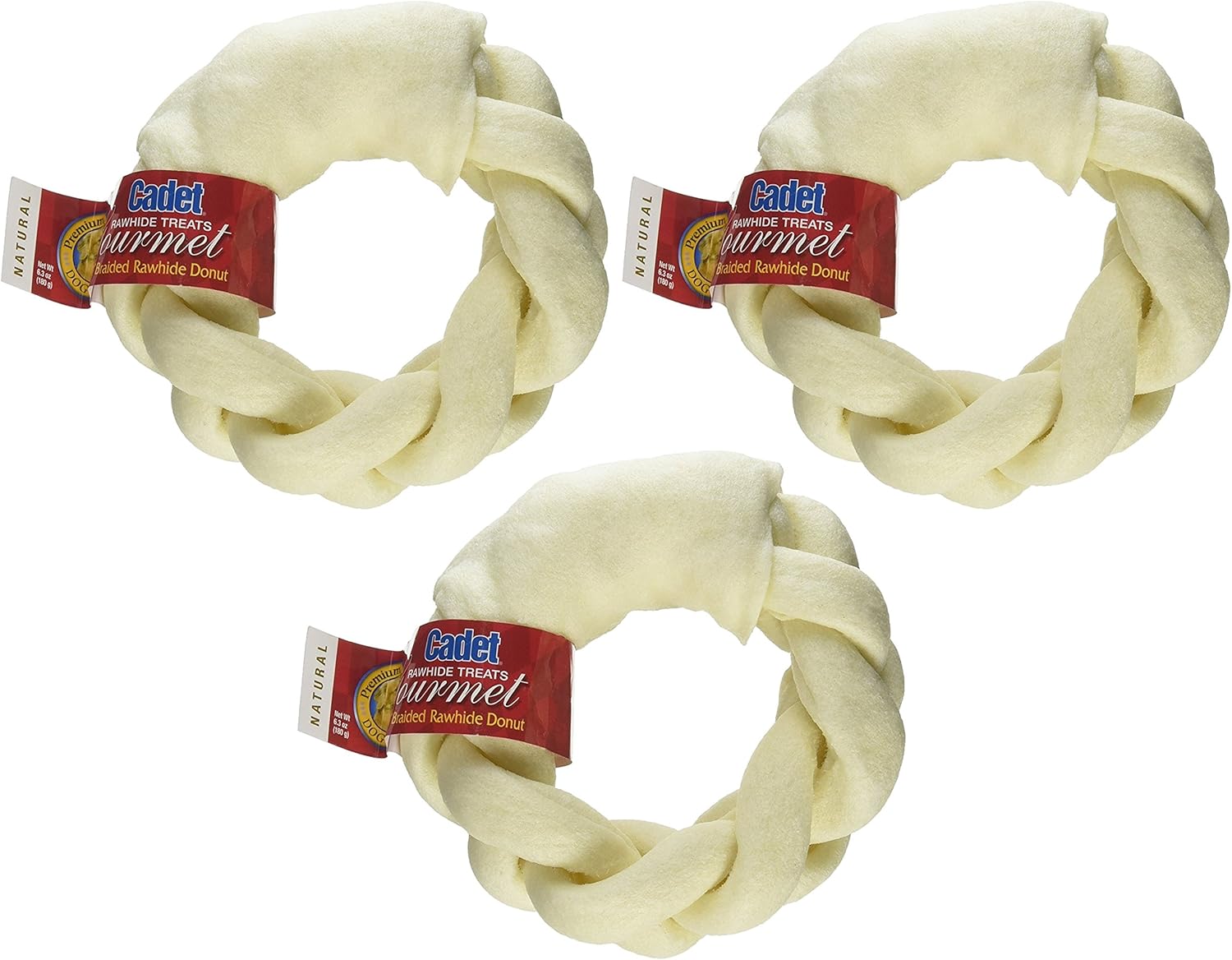 Cadet-Rawhide-Treats-Gourmet-5"-Braided-Rawhide-Donut-Pack-of-3---807
