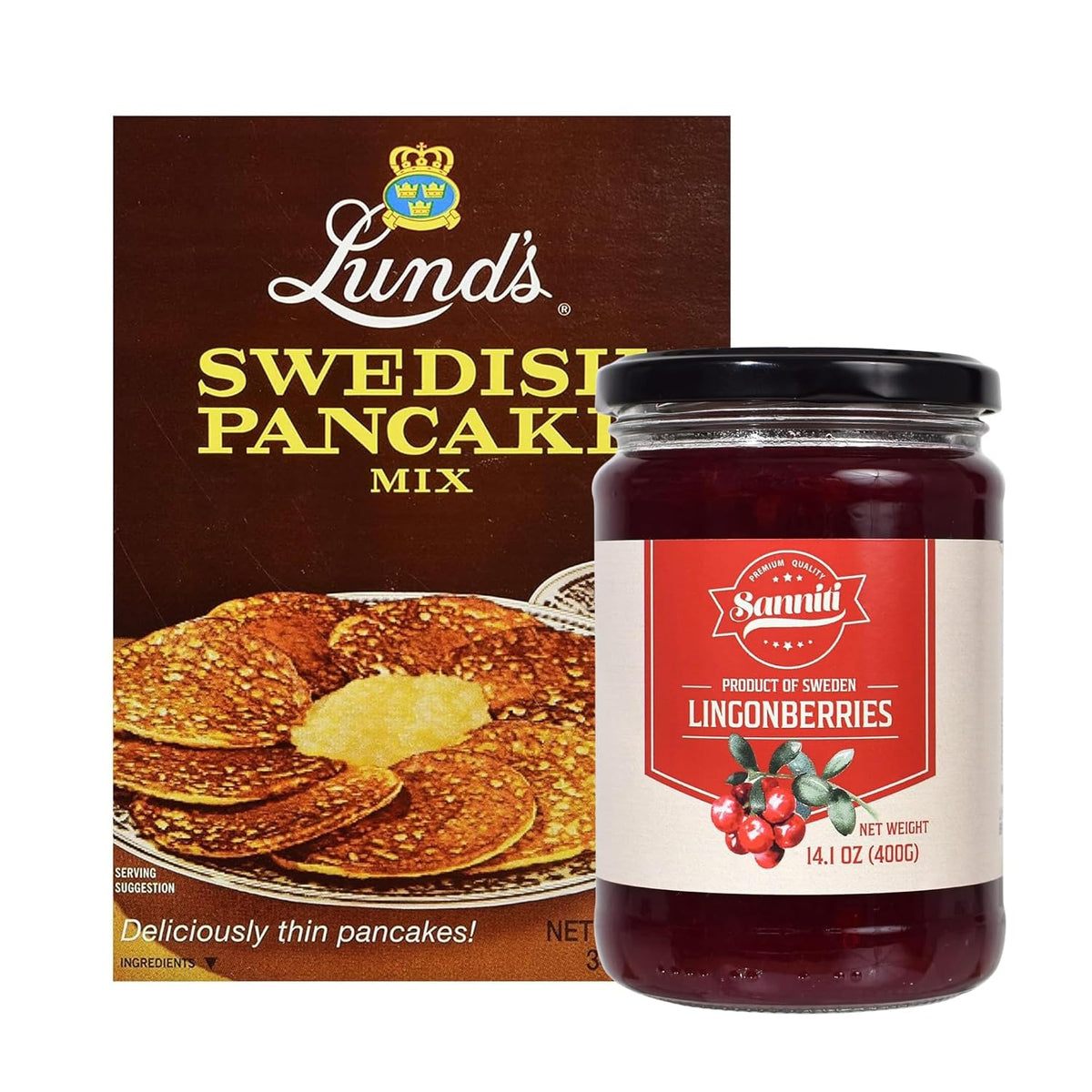 Lunds-Swedish-Pancake-Mix-12-oz-&-Sanniti-Lingonberry-Preserve-125