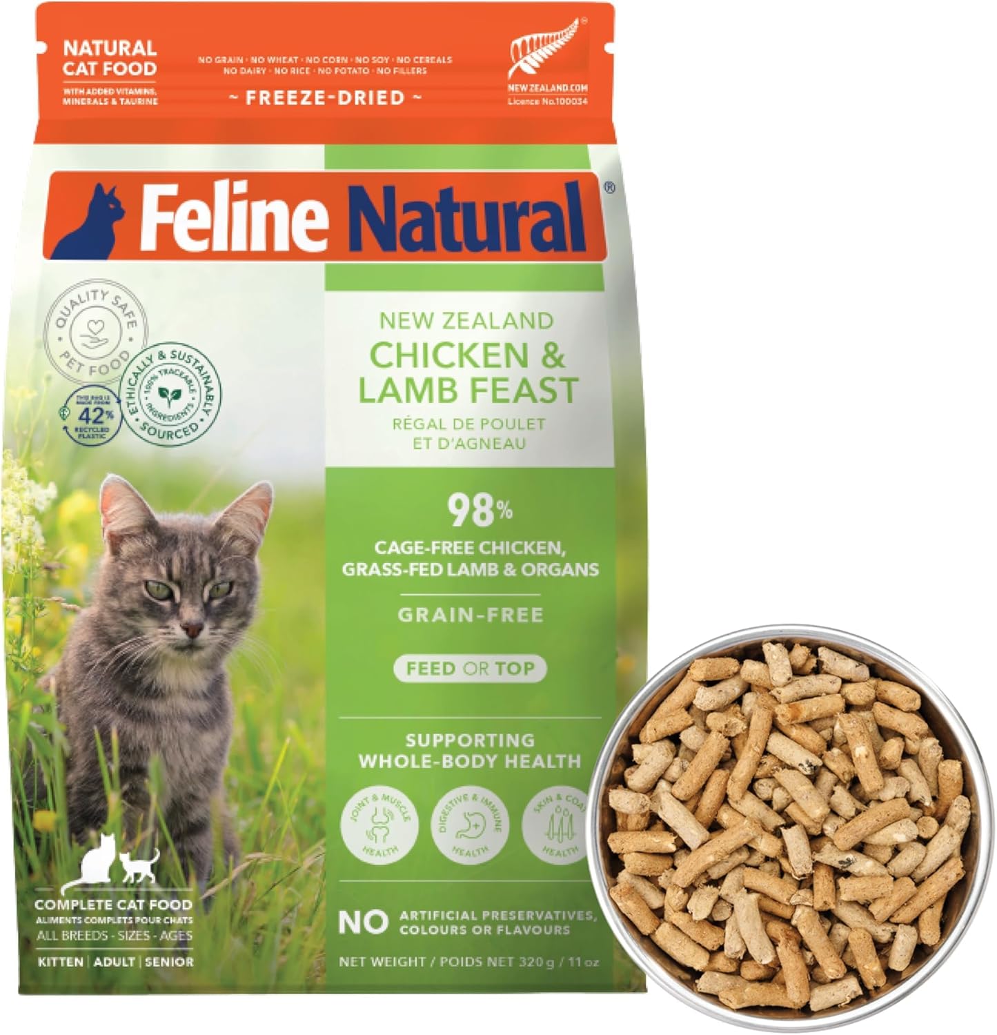 Feline-Natural-High-Protein-Dry-Cat-Food,-Freeze-Dried-Diet-with-0.98-Organs-Seafood,-Peas,1428