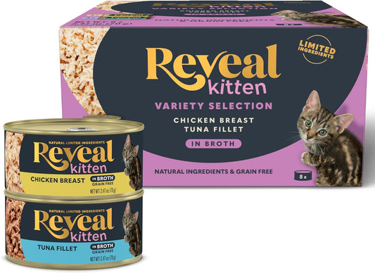 Reveal-Chicken-&-Tuna-Kitten-Wet-Cat-Food-in-Broth-8-Pack,-Protein,-Limited-1410
