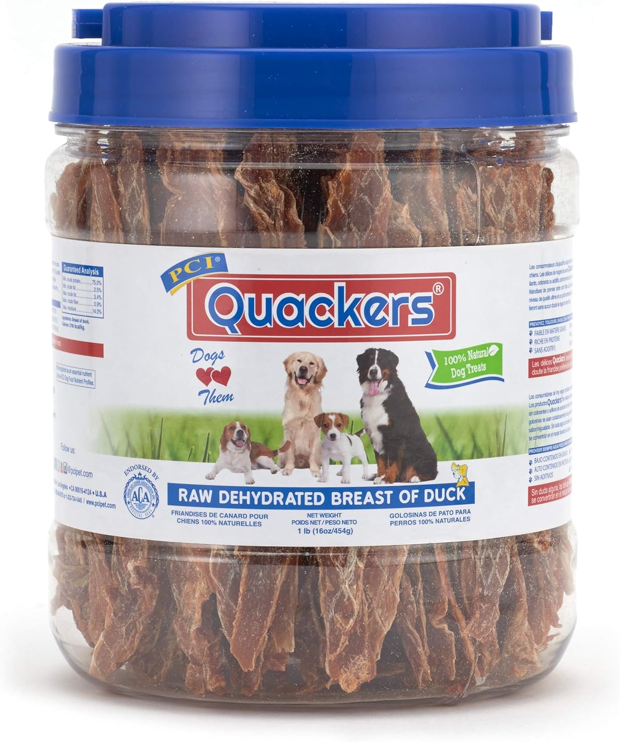 PCI-Pet-Center-Inc.-Quackers-Raw-Dehydrated-Duck-Breast-Dog-Treats,-Pound-1642