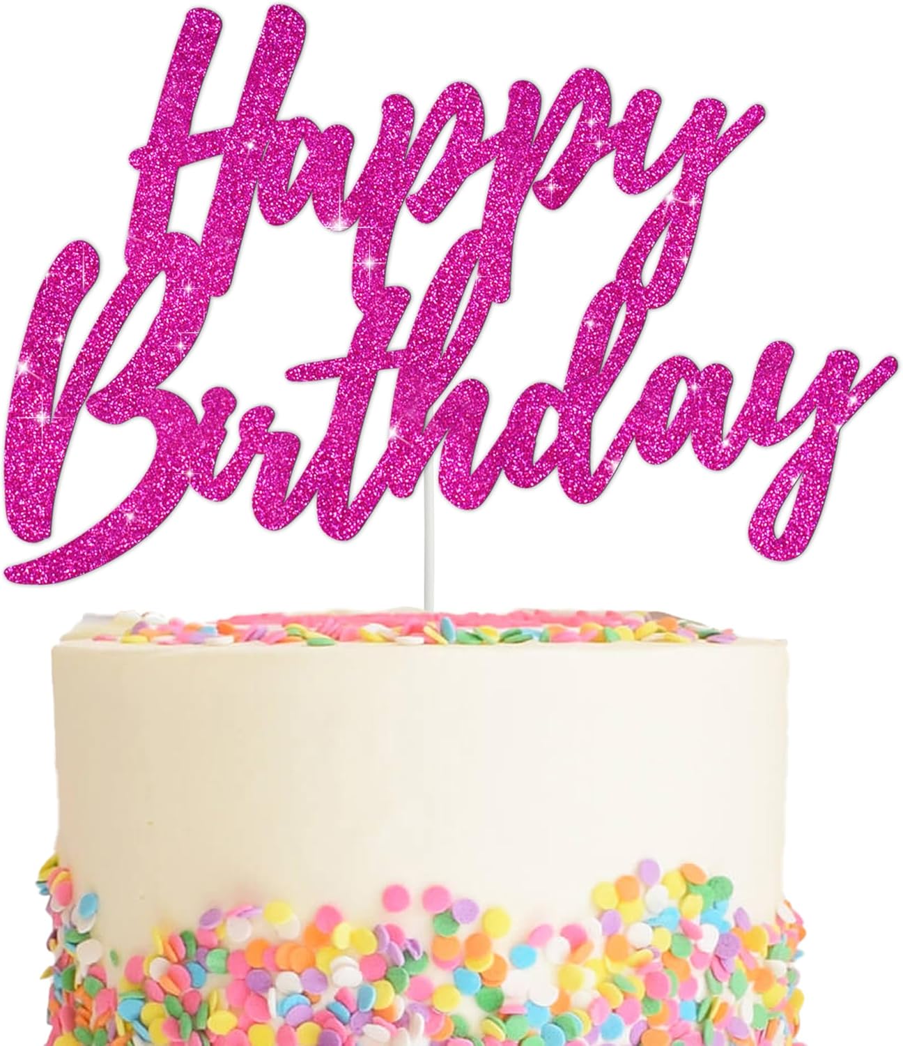 BEISHIDA-Happy-Birthday-Cake-Topper---Hot-Pink-Glitter,-Perfect-for-Girl's-Birthday-Reusable-819