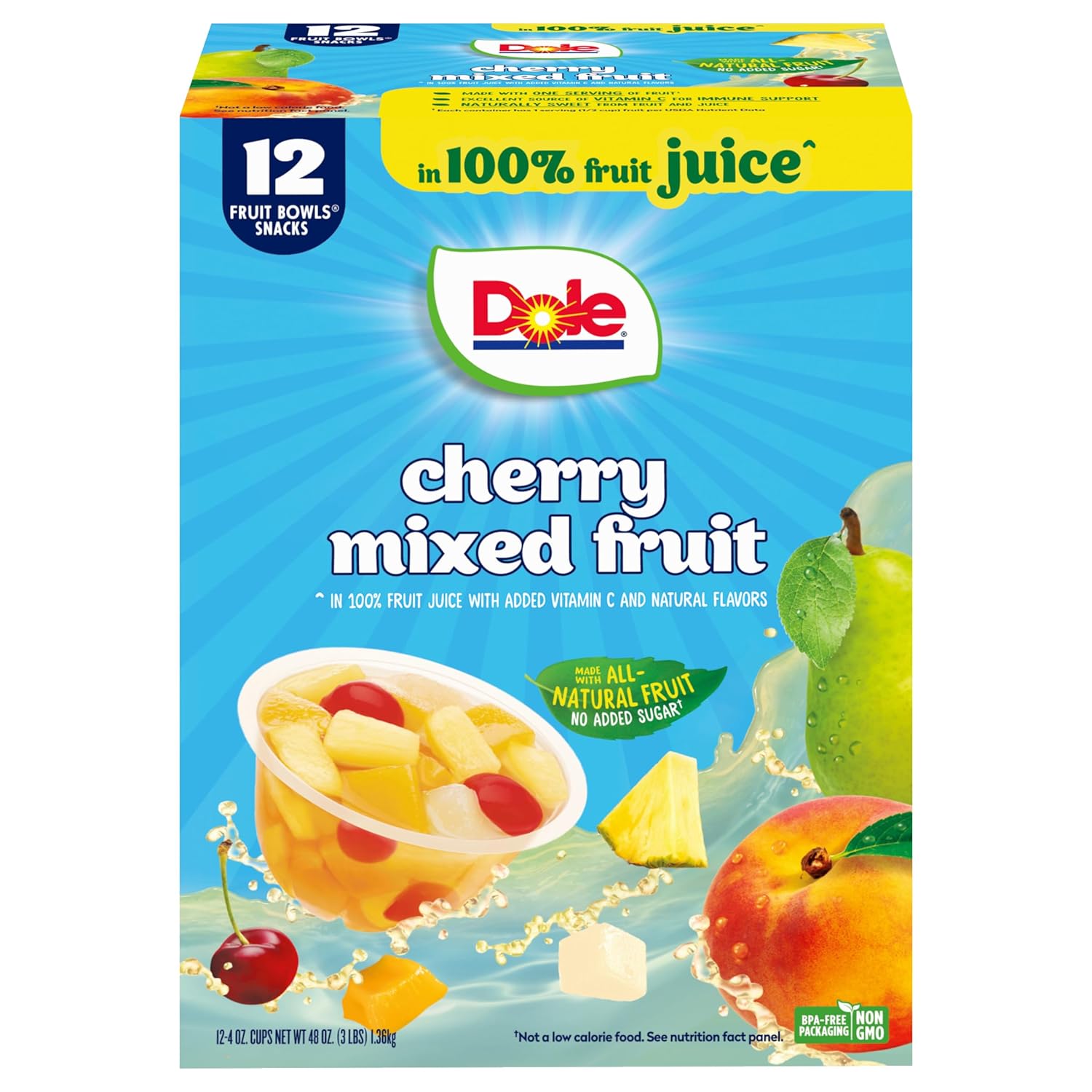 Dole-Fruit-Bowls-Cherry-Mixed-Fruit-in-1-Juice-Snacks,-4oz--12-Total-Cups,-&-2263
