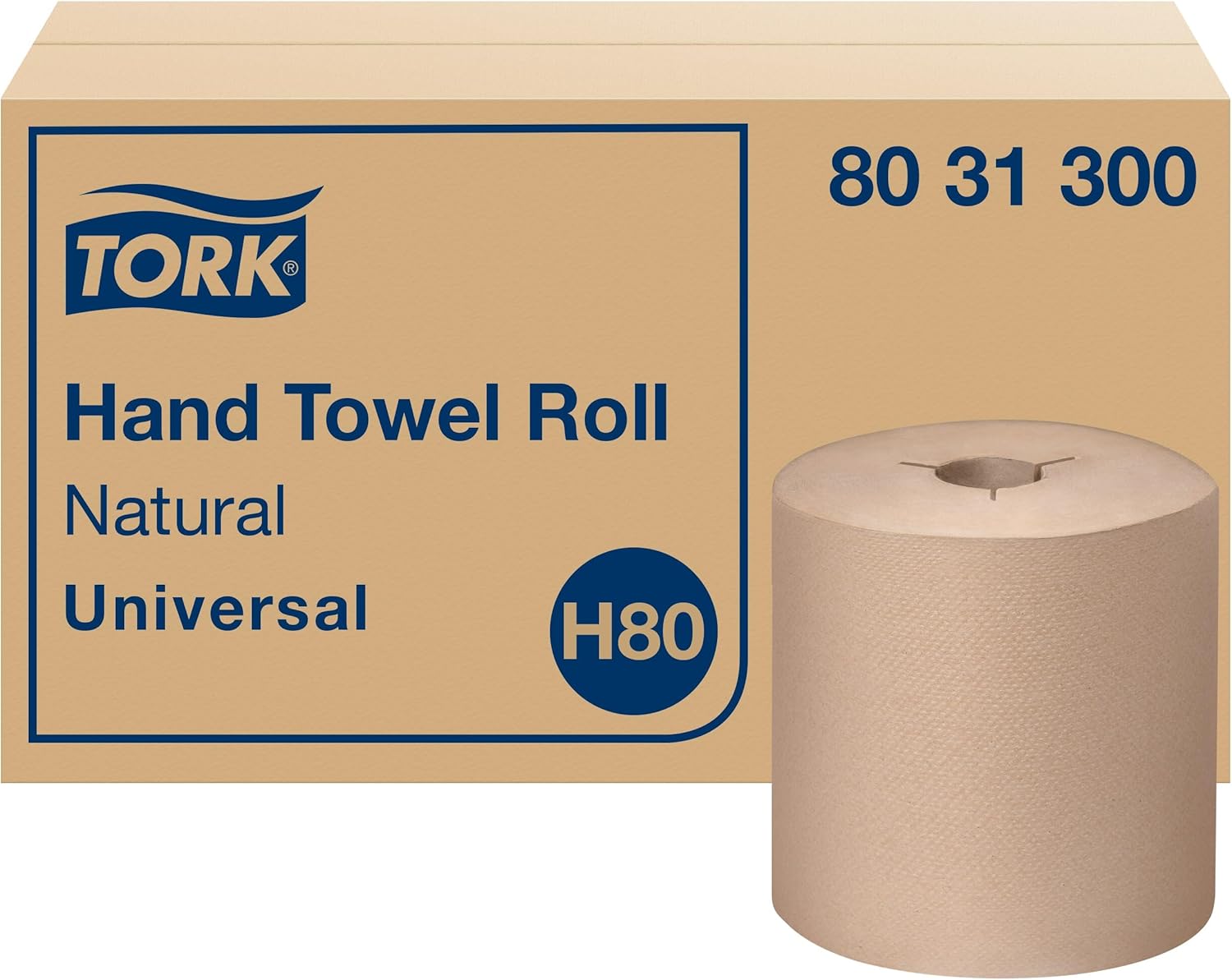 Tork-Hand-Towel-Roll-Natural-H80,-Universal,-1-Recycled-Fiber,-6-Rolls-x-800-ft,-424