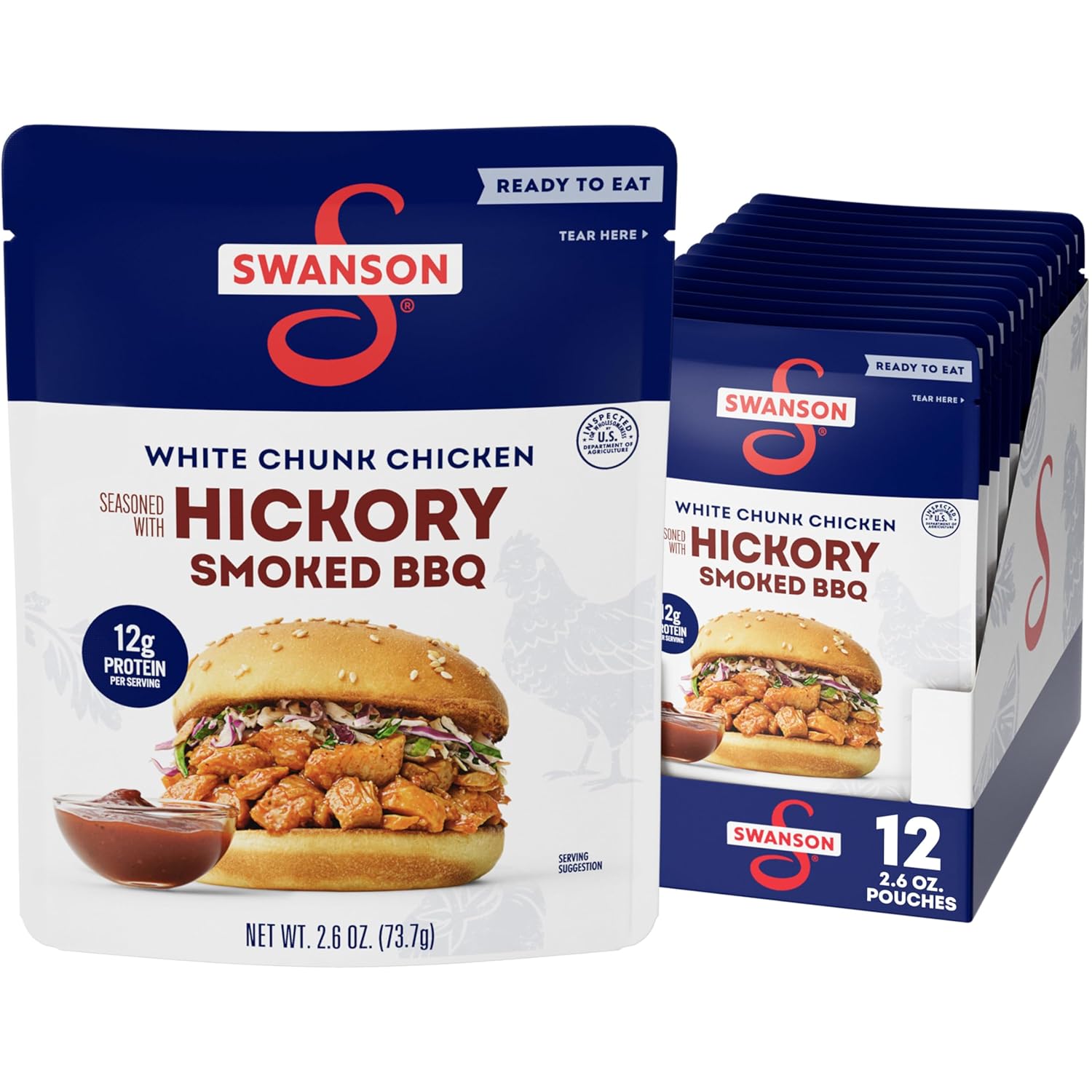 Swanson-Hickory-Smoked-BBQ-White-Chunk-Fully-Cooked-Chicken,-2.6-oz-Pouch-(12-642