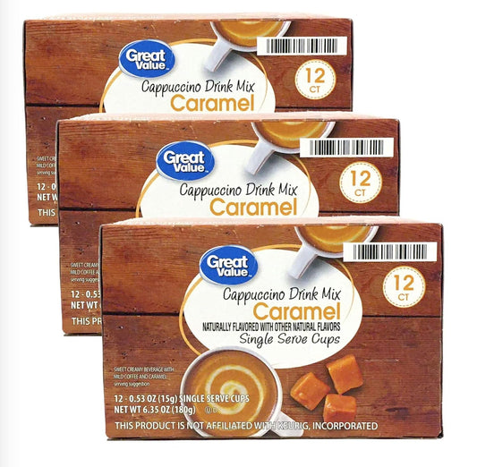 Great-Value-Cappuccino-Coffee-and-Hot-Drink-Single-Serve-Pods,-12-Count-(Caramel-1354