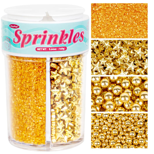 Edible-Gold-Pearl-Sprinkles-for-Cake-Decorating,-160g/5.64oz,-Gold-Sugar-Sanding-and-Sprinkles-Cupcake,-235