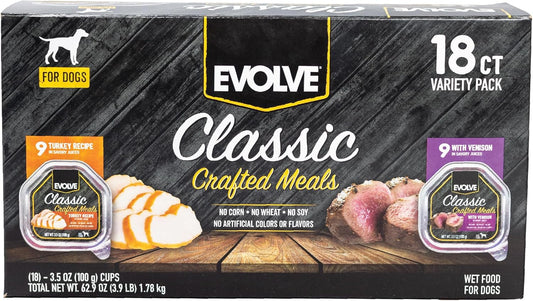 Evolve-Classic-Crafted-Meals-Variety-Pack-Turkey-Recipe-&-with-Venison-Wet-Dog-1642