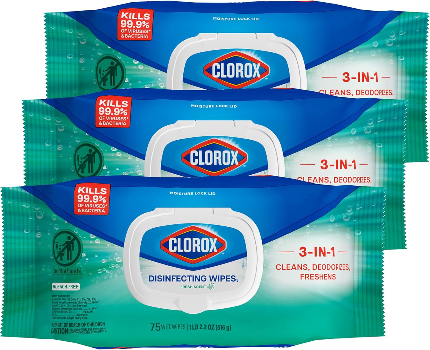 Clorox-Disinfecting-Wipes-Flex-Pack,-Bleach-Free,-Fresh-Scent,-75-Count,-Pack-of-3-(Pack-2129