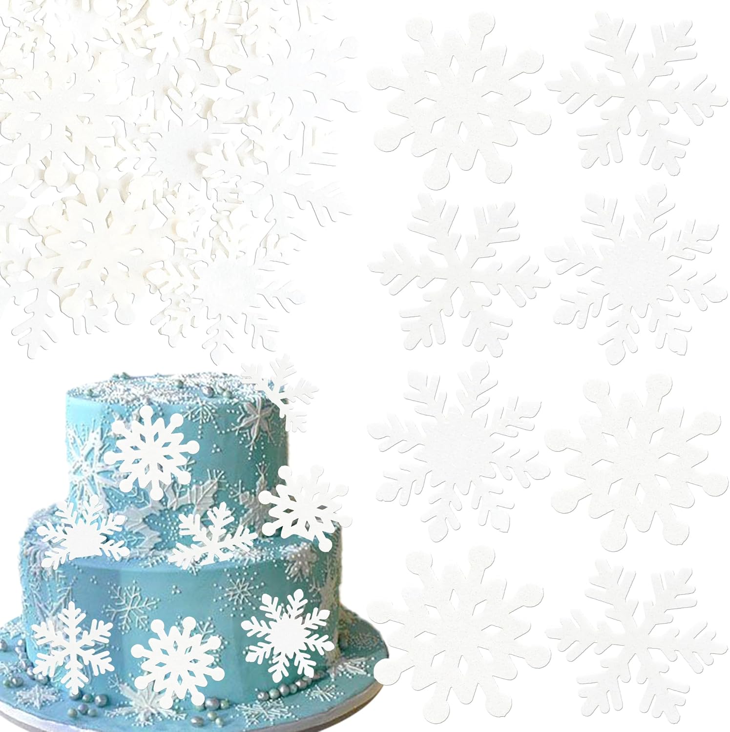 Ephlyn-60Pcs-Edible-Snowflake-Cupcake-Toppers-Winter-Cupcake-Picks-Water-Paper-Winter-Cake-for-483