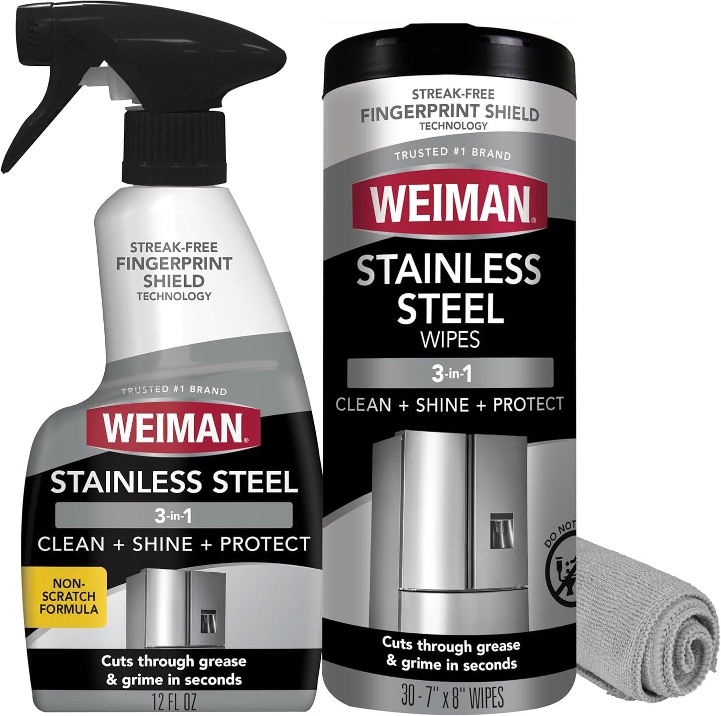 Weiman-Stainless-Steel-Cleaner-&-Polish-Kit,-3-Piece---Spray,-Wipes-&-Cloth,-Anti-Fingerprint,-1671