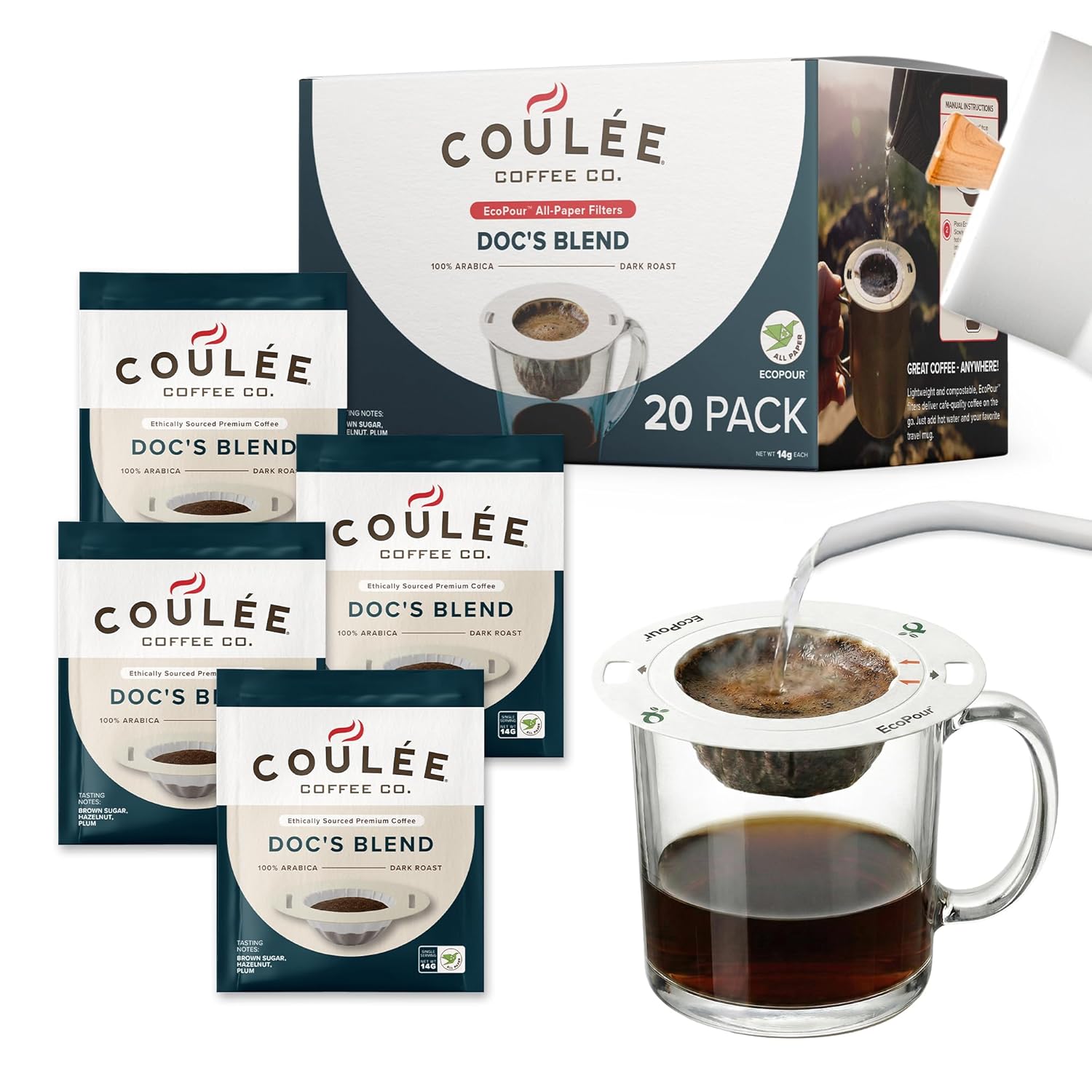 Coulée-EcoPour-Doc's-Blend-Coffee,-Single-Serve-Pour-Over-Arabic-Coffee,-Dark-Roast,-691