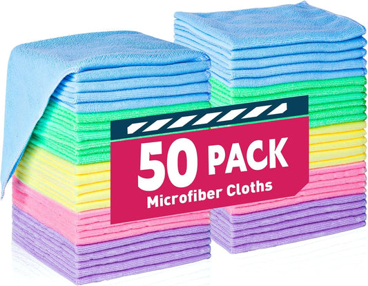 Microfiber-Cleaning-Cloths---50-Pack-Assorted-Colors-(12x12-inches),-5000