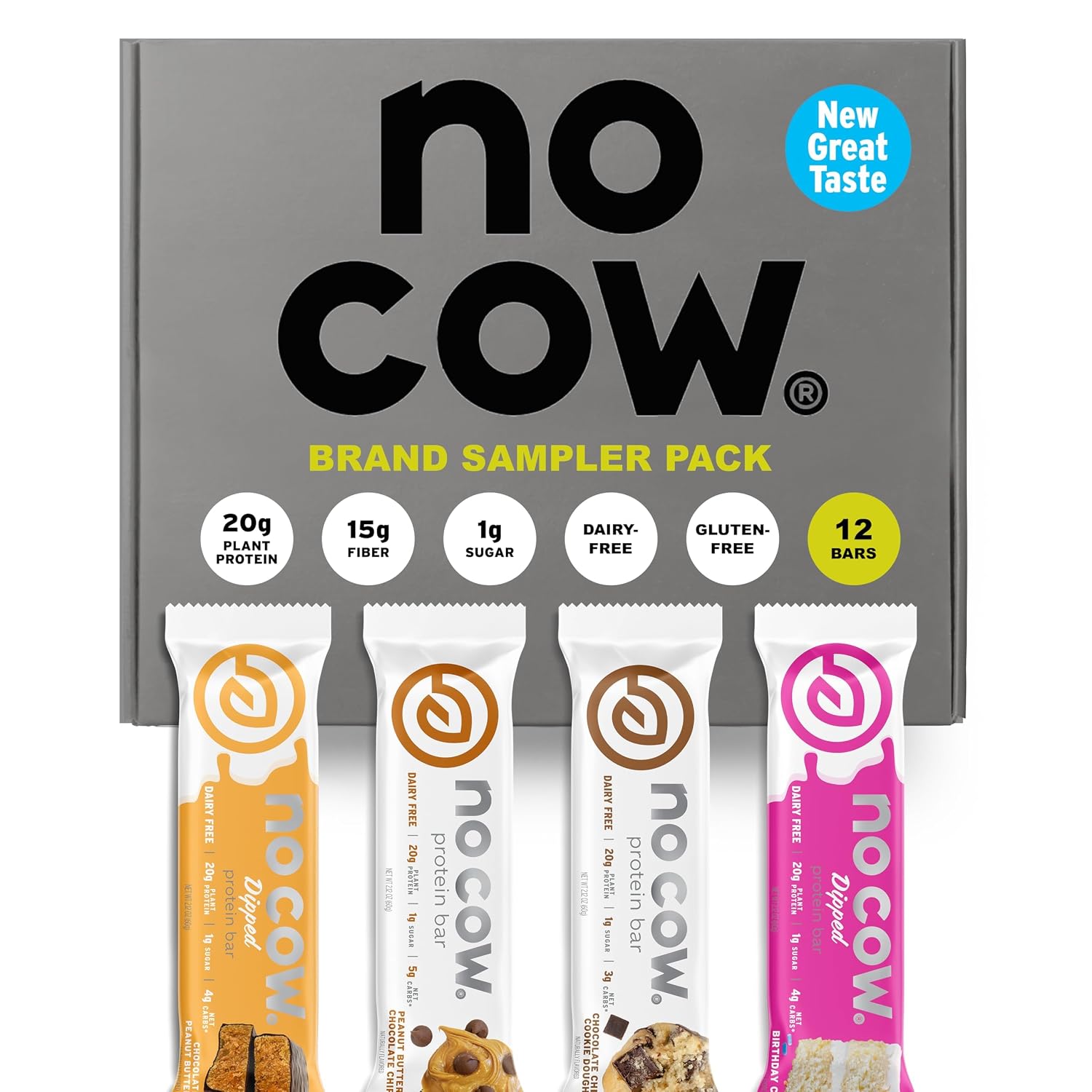 No-Cow-Vegan-Protein-Bars,-Brand-Sampler,-12-Pack-|-20g--High-Plant-Based-Protein,-Fiber,-948