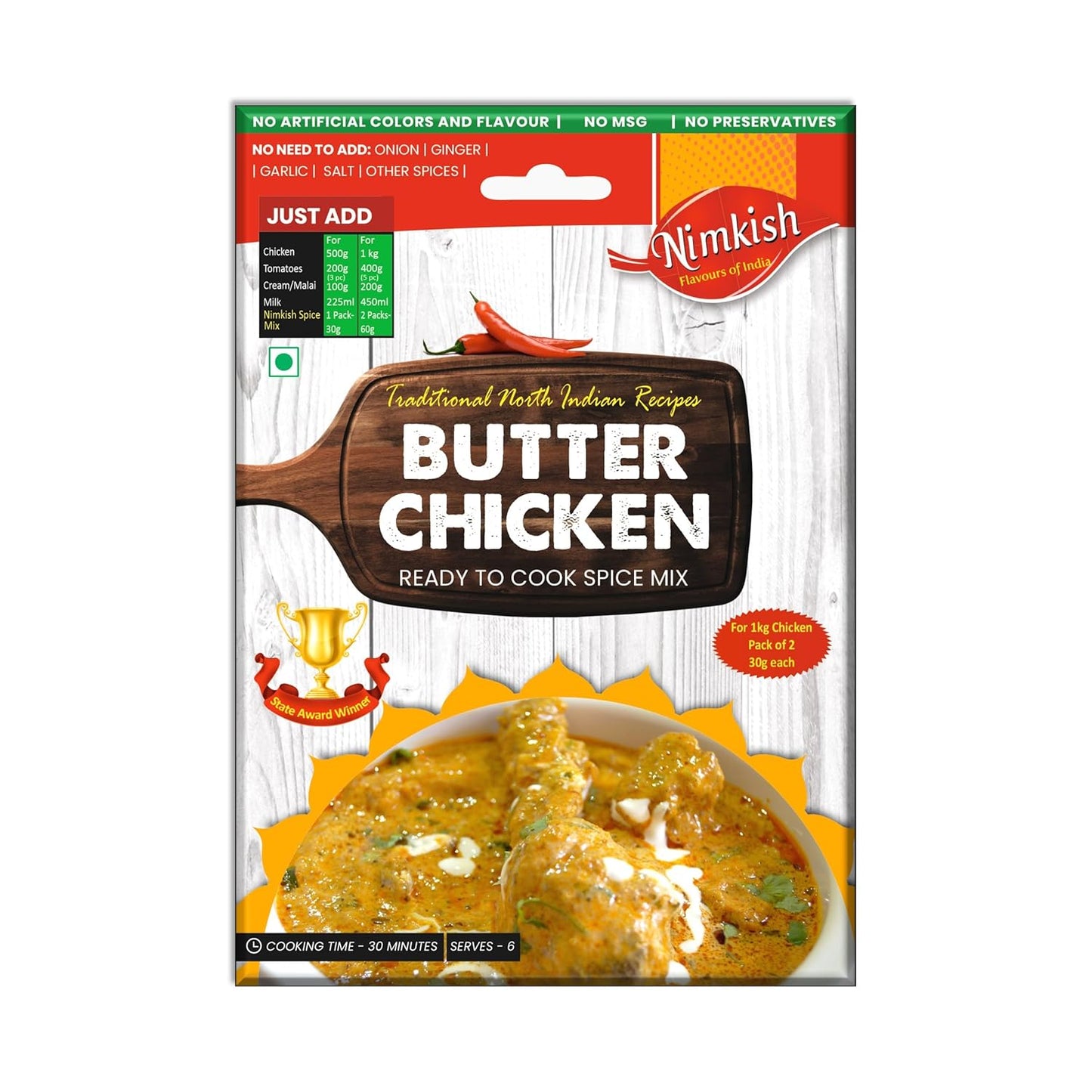 Nimkish-Masala-de-pollo-con-mantequilla-(2.12-oz-cada-uno),-de-162