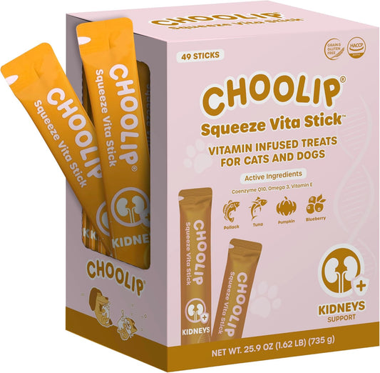 Choolip-Squeeze-Vita-Stick-Lickable-Cat-and-Dog-Treats,-49-Count-Kidney-Support-Variety-Pack,-523
