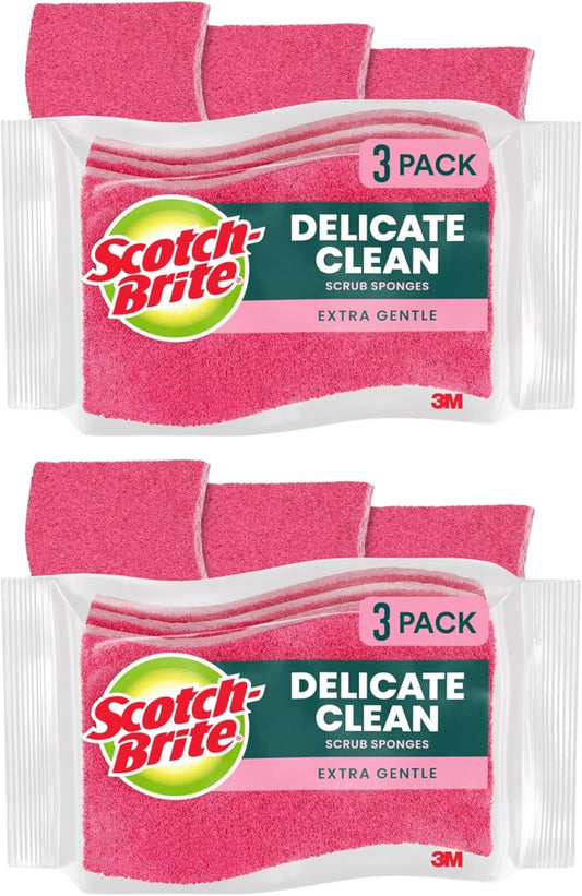 Scotch-Brite-Delicate-Care-Scrub-Sponges,-6-Count-(2-Packs-of-1337