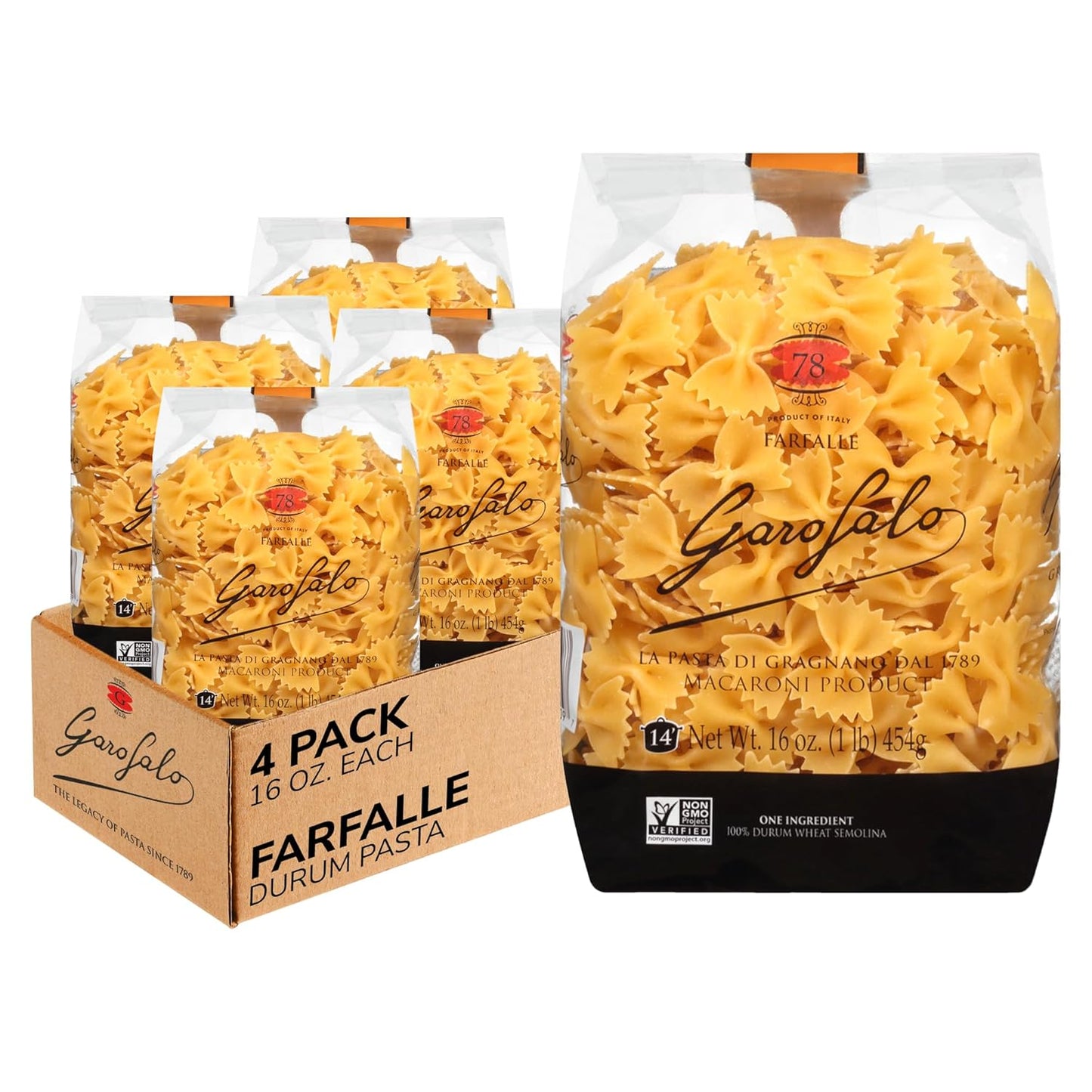 Garofalo---Premium-Durum-Wheat-Semolina-Farfalle-Pasta,-Italian-Bronze-Drawn,-519