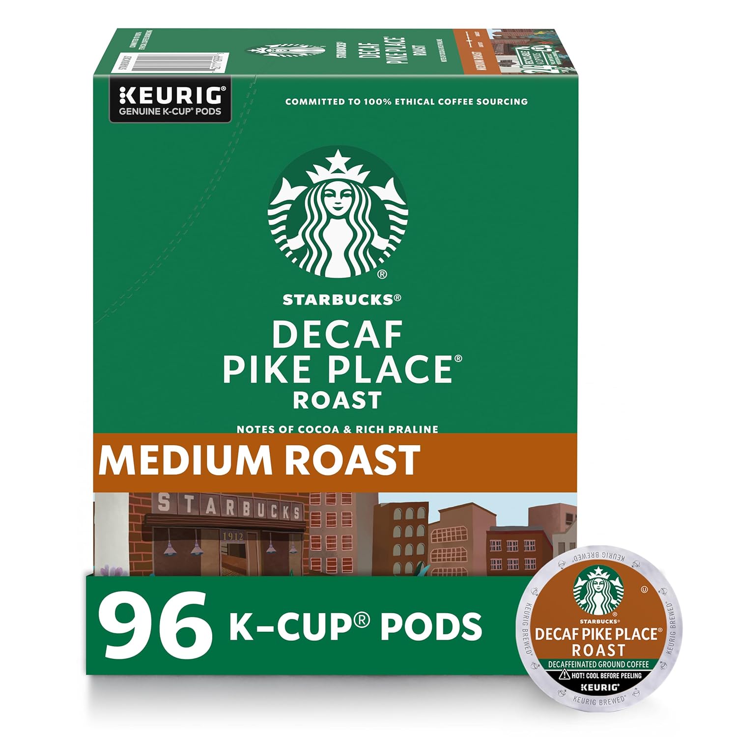 Starbucks-Decable-K-Cup-Coffee-PODS,-Pike-Place-Asado-para-Brewers-Keurig,-Decaf,3073