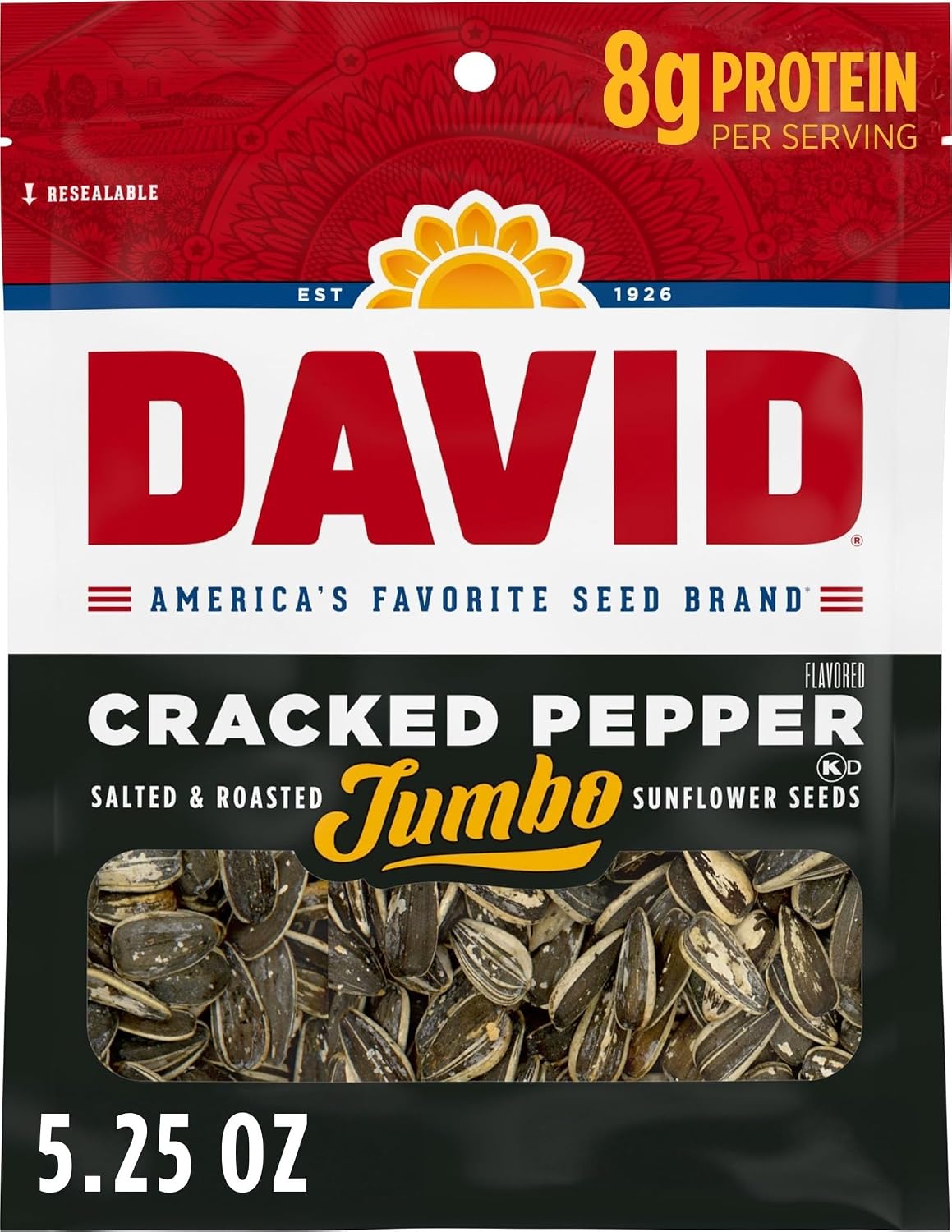 DAVID-Jumbo-Sunflower-Seeds,-Cracked-Pepper-Flavor,-5.25-oz.--------2115