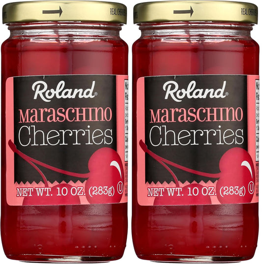 Roland-Premium-Maraschino-Cherries-With-Stems,-10-Ounce-Jar,-Pack-of-2---20