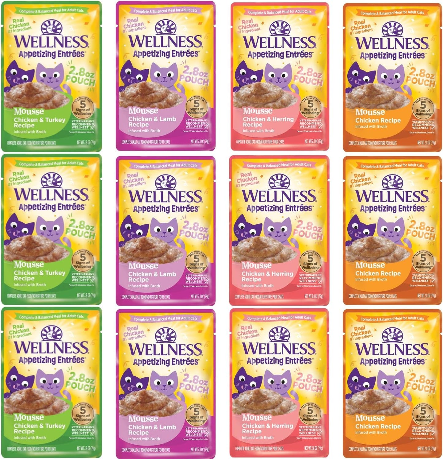 Wellness-Appetizing-Entrées-Mousse,-Adult-Wet-Cat-Food,Variety-12-Pack--Natural,-Protein-Rich,-Grain-Free,-263