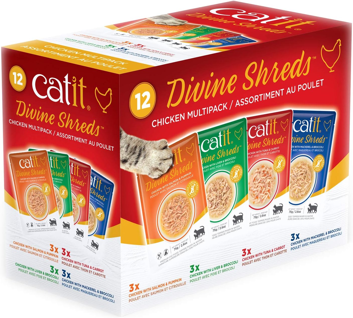 Catit-Divine-Shreds-Premium-Cat-Food-Topper,-12-Pack,-Chicken--------727