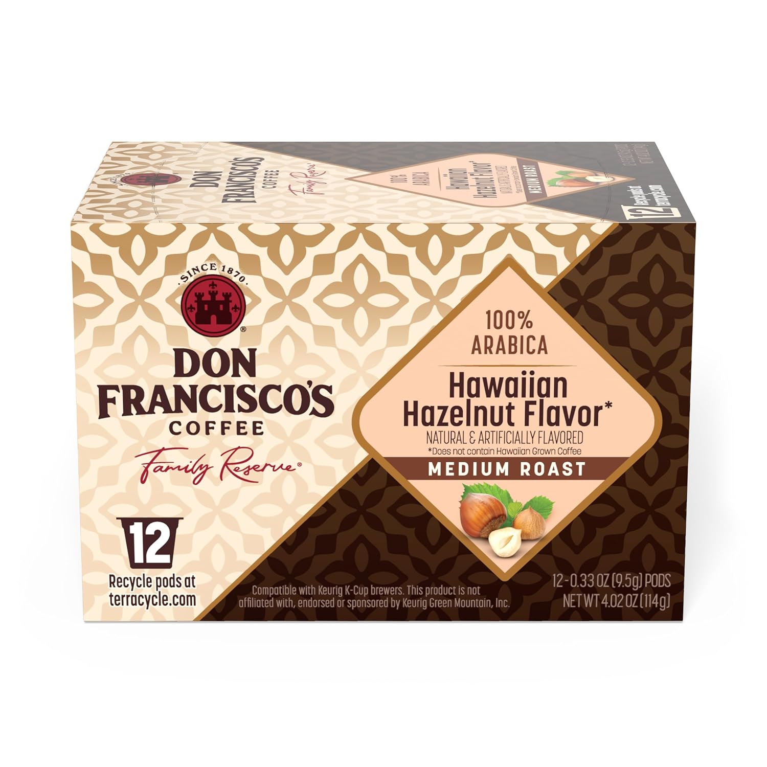 Don-Francisco's-Hawaiian-Hazelnut-Flavored-Coffee-Pods,-12-Count,-Medium-Roast,-Compatible-with-443