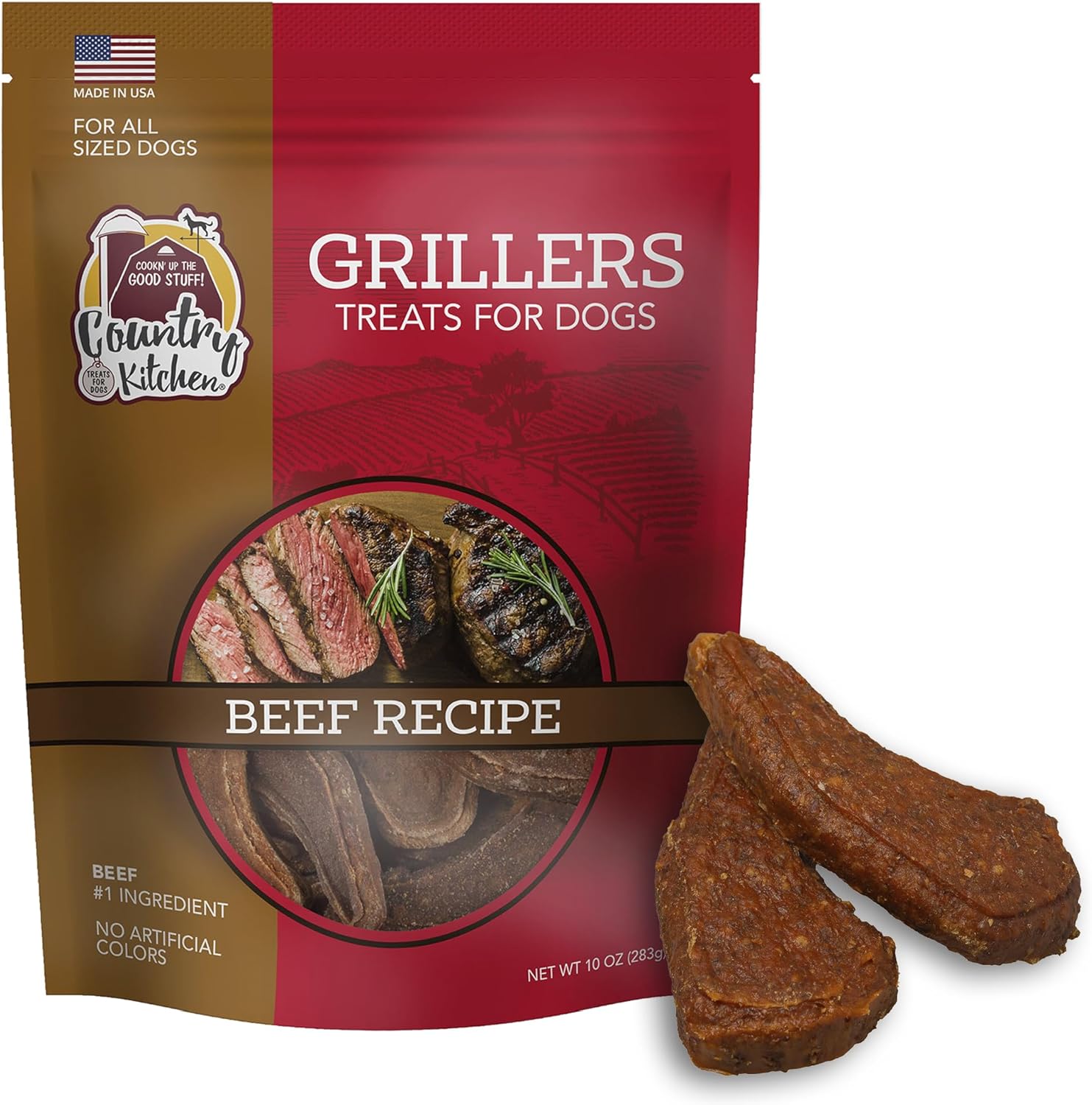 Country-Kitchen-Beef-Grillers-Dog-Treats,-High-Protein,-Low-Fat,-No-Colors,-235