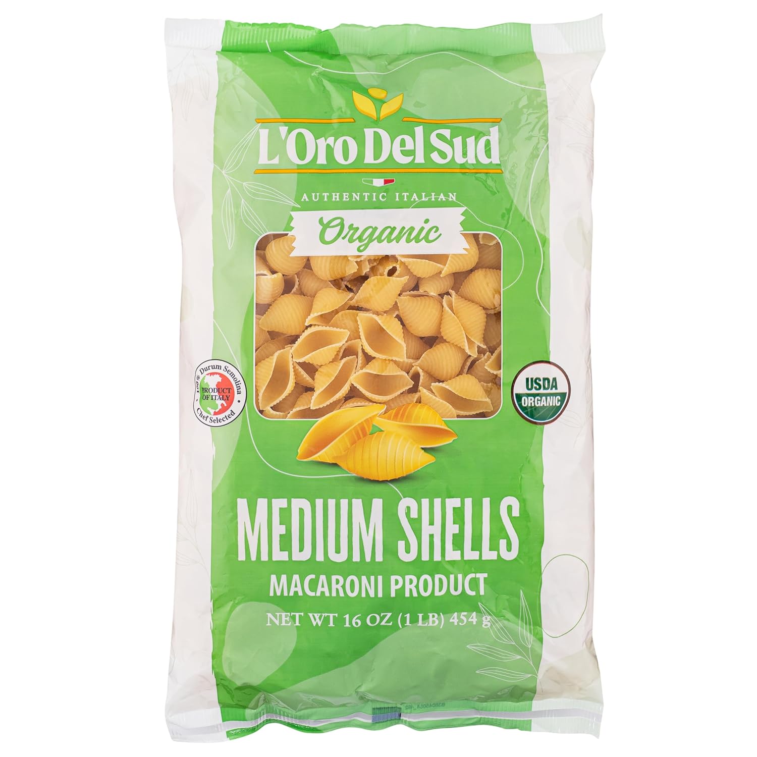 Organic Shells, (16 oz x 4 Pack), Italian Pasta, Durum Wheat, Premium ...