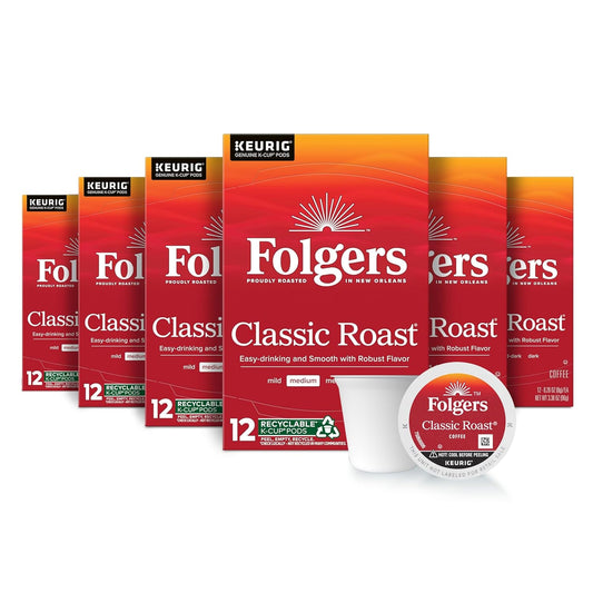 Folgers-Classic-Roast,-Medium-Roast-Coffee,-Keurig-K-Cup-Pods,-12-Count-Boxes-(Pack-3217