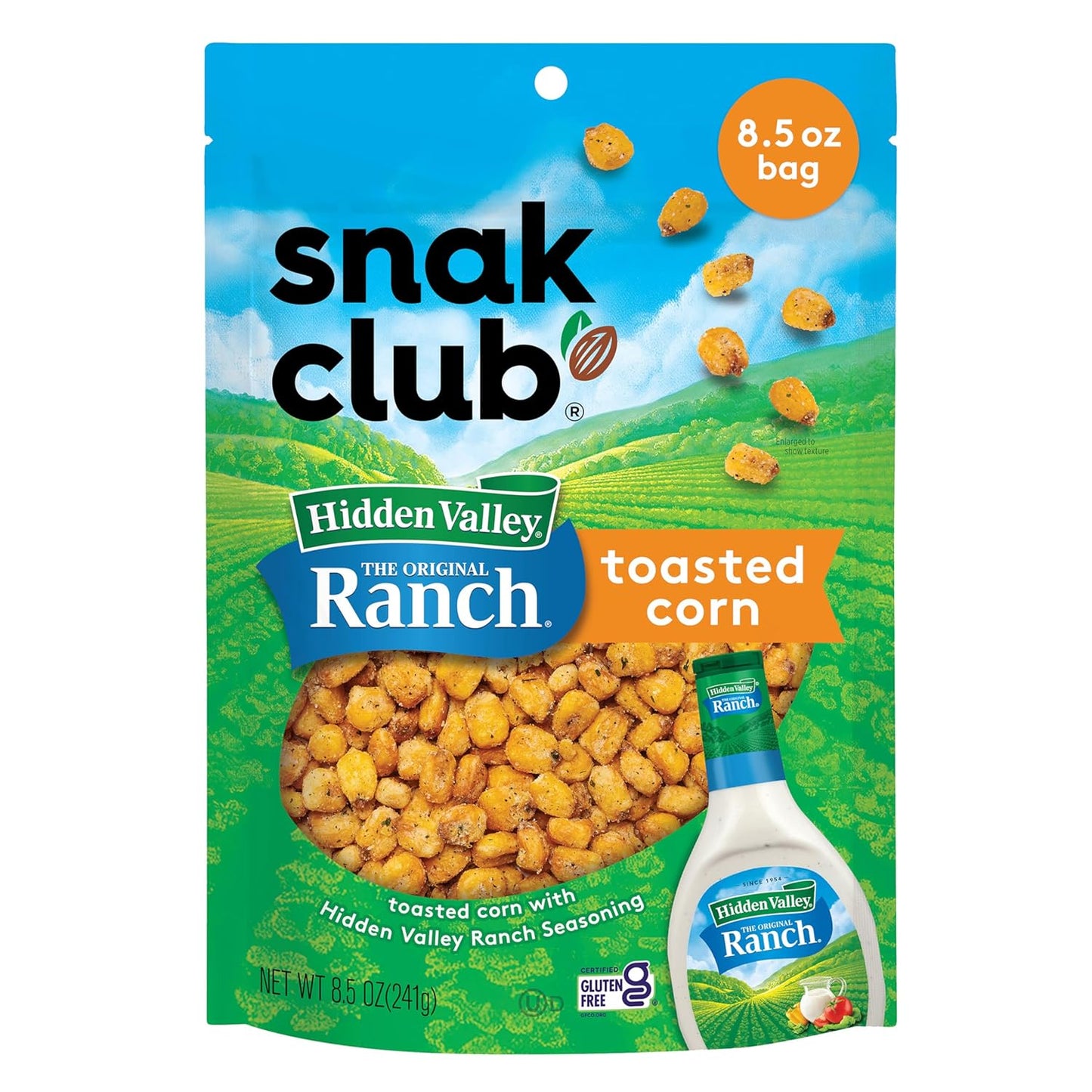 Snak-Club-Toasted-Corn-with-Hidden-Valley-Ranch-Seasoning,-Roasted-and--Salted-Corn-Nuggets,-and-222