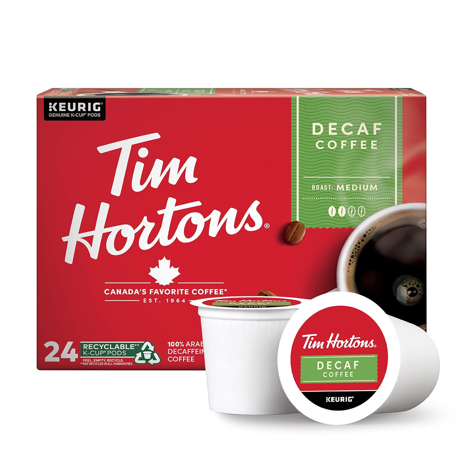 Tim-Hortons-Decaf,-Medium-Roast-Coffee,-Single-Serve-K-Cup-Pods-Compatible-with-Keurig-Brewers,-2601