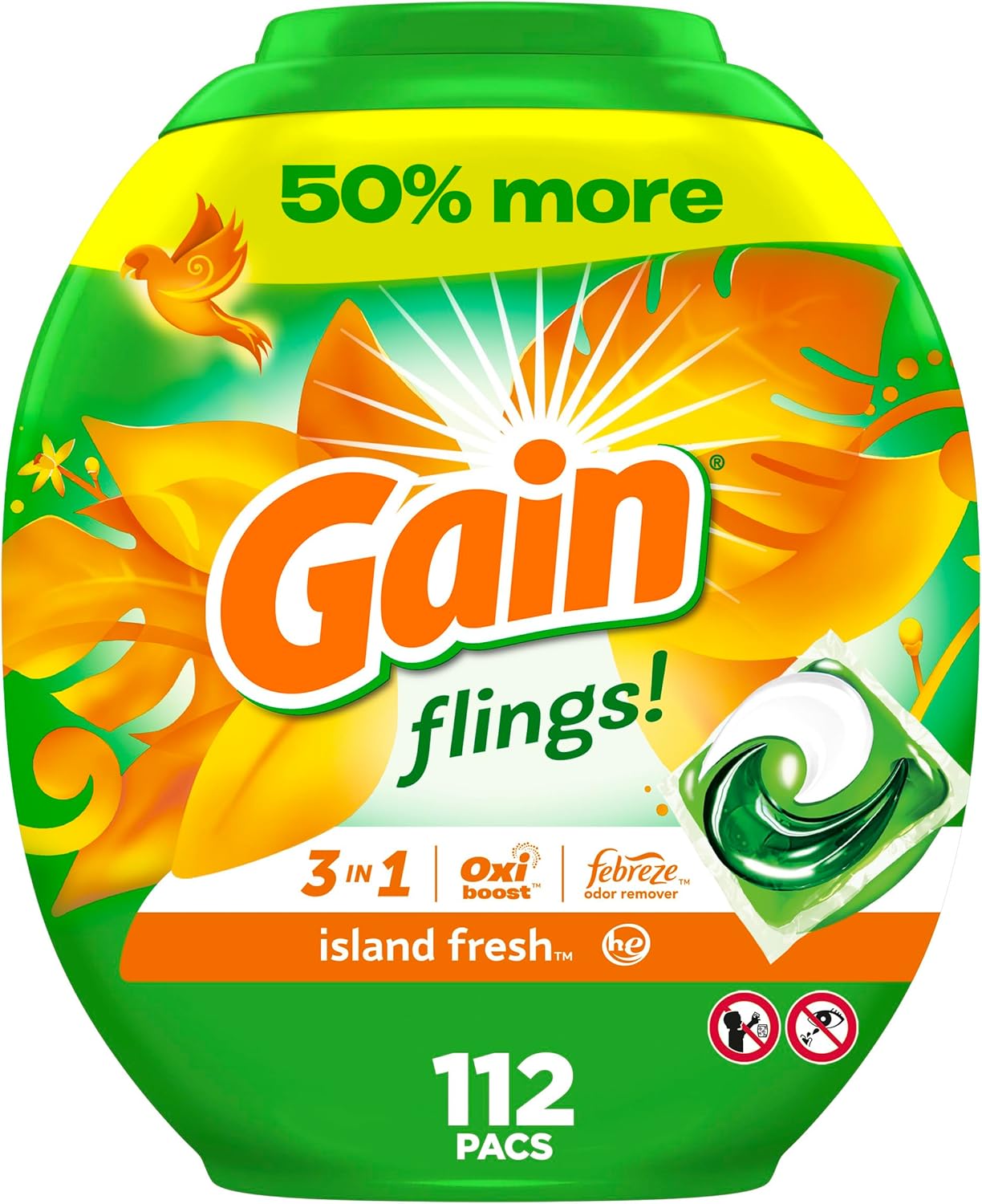 Gain-Flings-Liquid-Laundry-Detergent,-Island-Fresh-Scent,-112-Count,-3800
