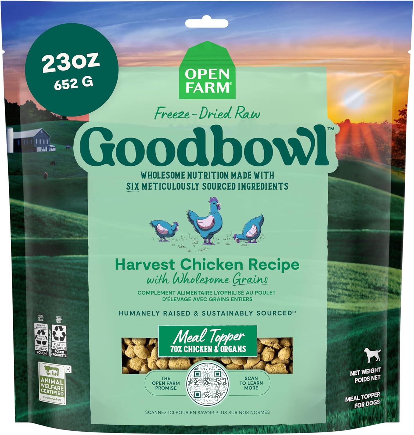 Open-Farm-Goodbowl-Dog-Food-Topper,-Freeze-Dried-Raw,-Harvest-Chicken-&-Wholesome-575