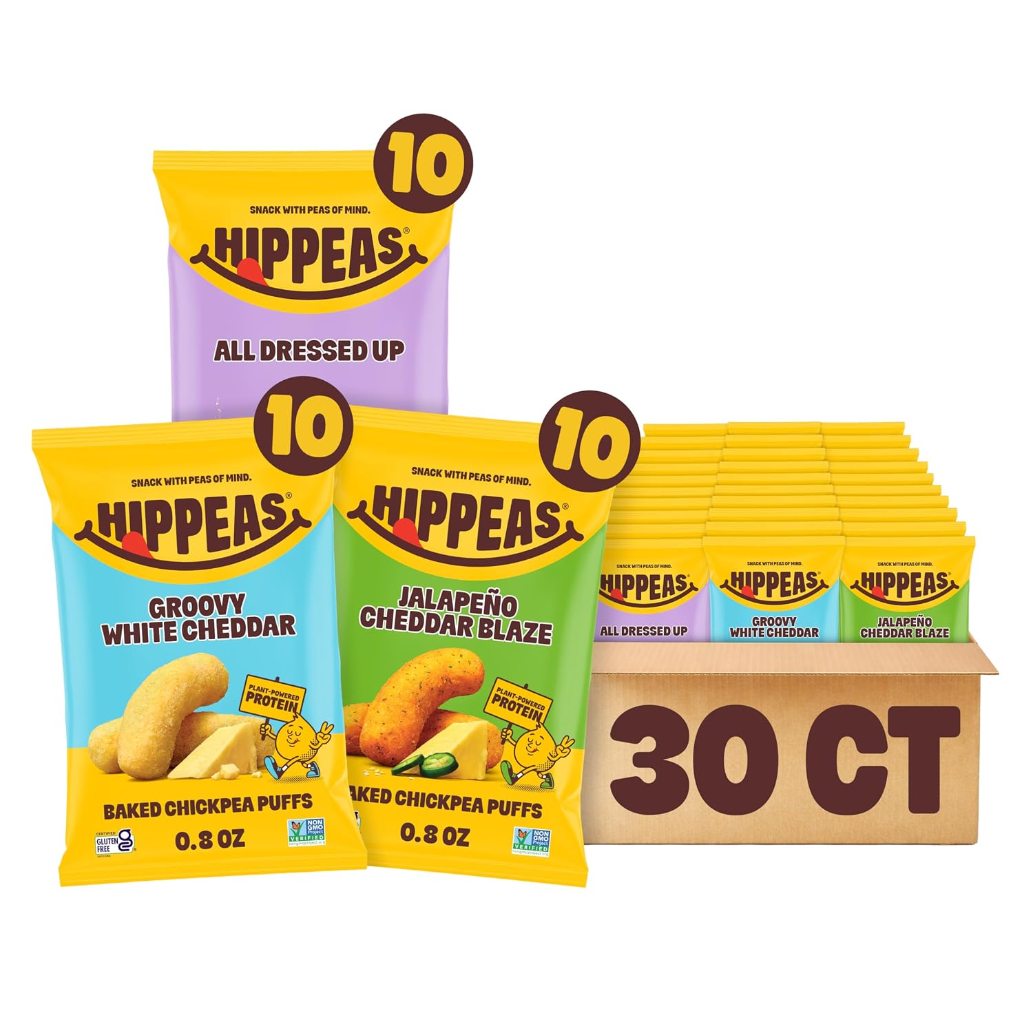 Hippeas-Chickpea-Puffs,-Variety-Pack,-Groovy-White-Cheddar,-Jalapeño-Cheddar,-All--Dressed,-30-x-oz,-1102