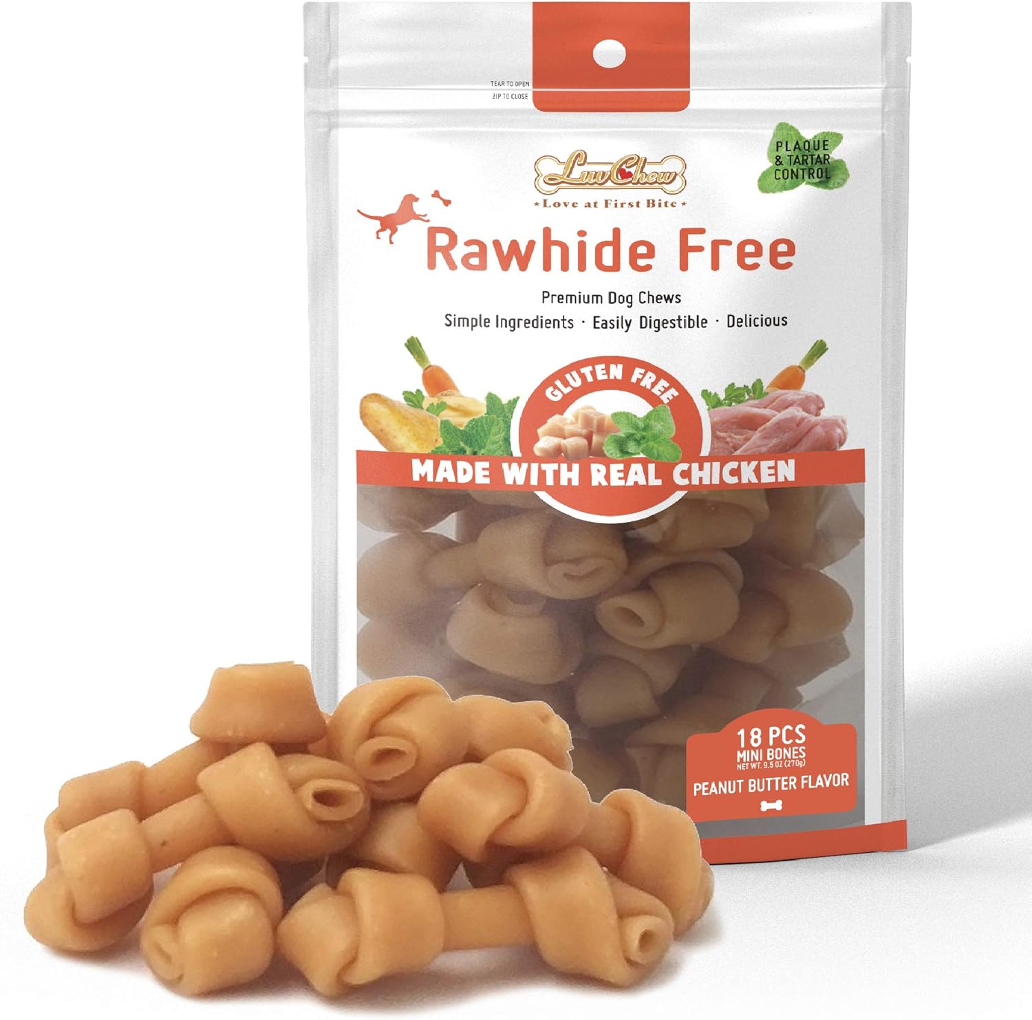Premium-Peanut-Butter-Dog-Chew-Bones,-Rawhide-Free,-3373