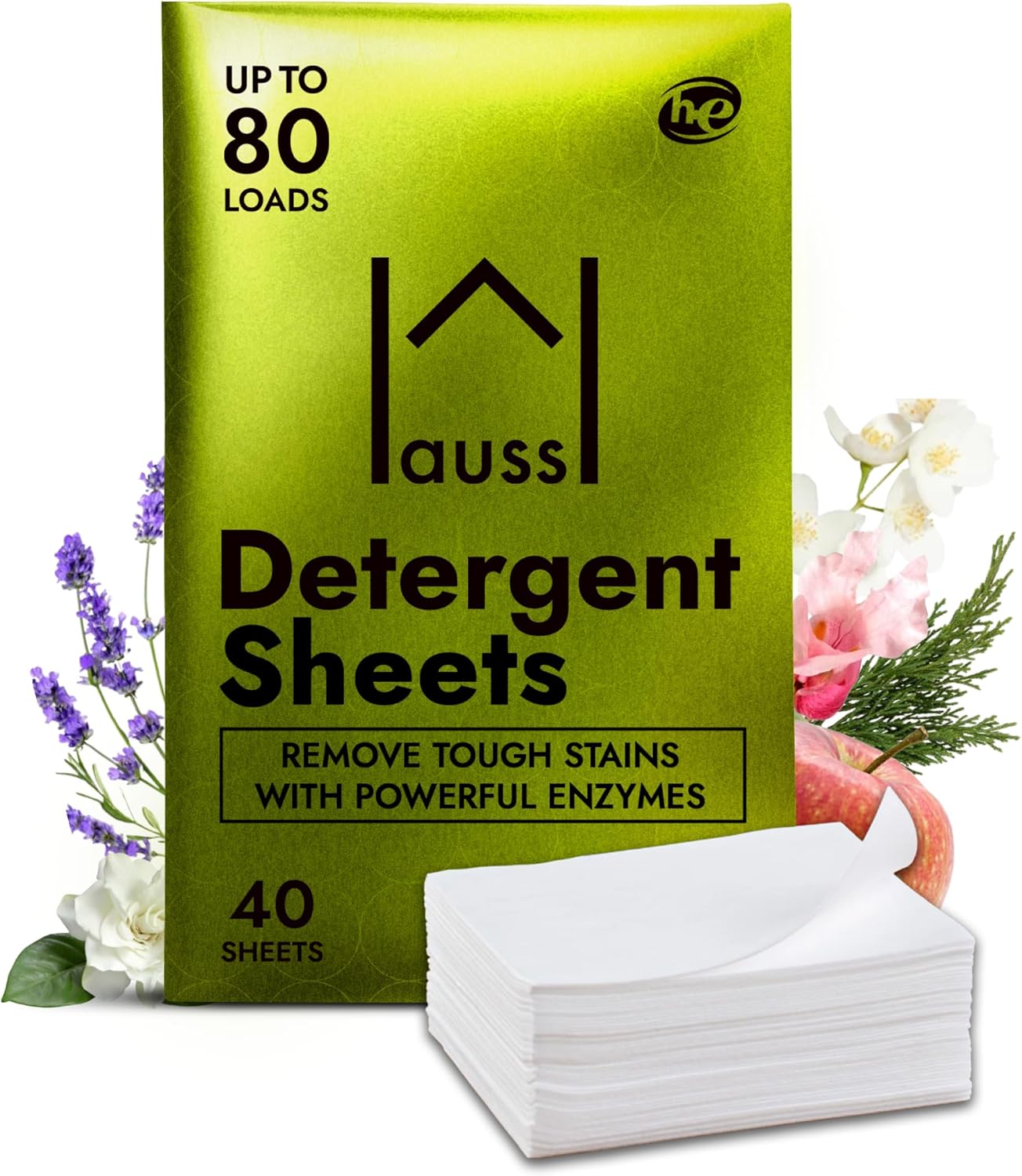 Hauss-Biodegradable-Detergent-Sheets---80-loads---Tackles-Tough-Stains-&-Odors,-335
